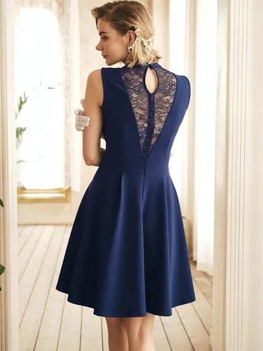 Vista 5 de MISSMAY Vestido formal de encaje floral sin mangas para dama de honor de boda