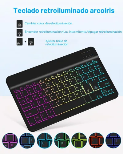 Vista 5 de Funda EAMPANG con teclado ratón para Samsung Galaxy Tab A9 Plus de 11 pulgadas (SM-X210/X215/X216/X218), teclado magnético desmontable USB-C