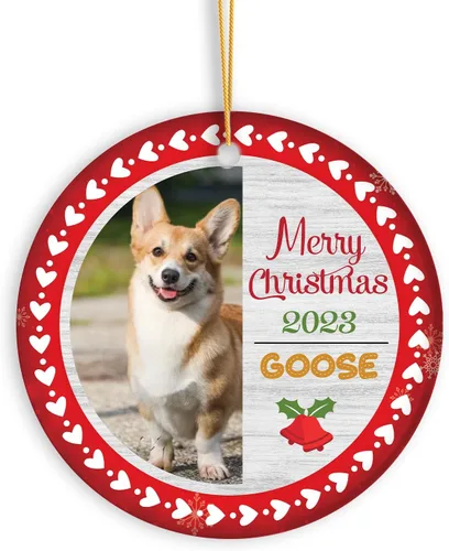Vista 8 de Adorno de Navidad con foto personalizada 2023, adorno de Navidad con nombre del bebé, adorno de Navidad con texto personalizado para bebé, recién