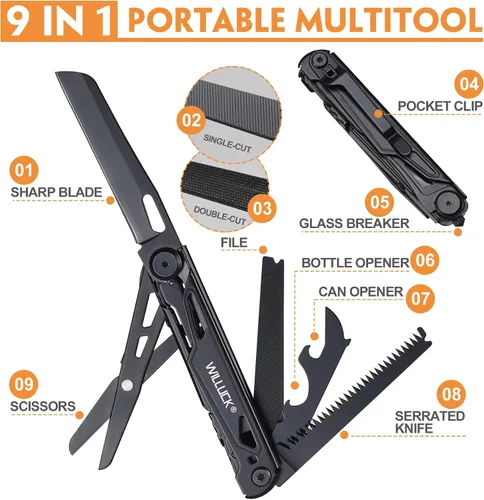 Vista 2 de Cuchillo multiherramienta de bolsillo - Regalos de Navidad para hombres, herramienta múltiple, cuchillos EDC - Cuchillo de bolsillo para hombres