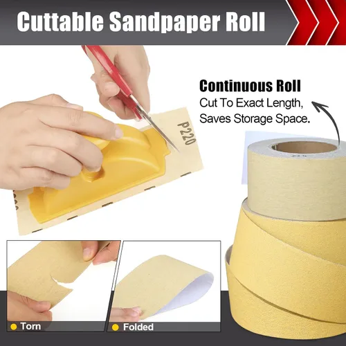 Vista 4 de BOSHCRAFT Papel de lija PSA Longboard de grano 60, rollo continuo de 20 yardas de largo, papel de lija autoadhesivo de 2-3/4 pulgadas de ancho
