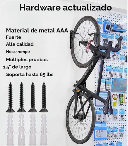 Vista 4 de Aparcabicis cochera Dirza sistemade montar a pared de almacenamiento colgadero vertical – Gancho para interior – Fácil de colgar/descolgar – robusto