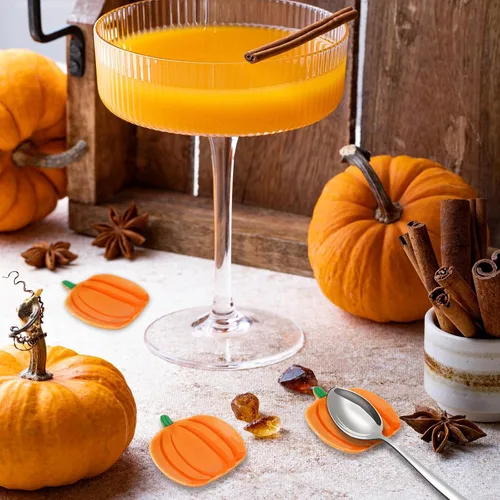 Vista 6 de Whaline 4 piezas de soporte para cucharas de cerámica de calabaza, platos de salsa de calabaza Shpaed, plato de café de Acción de Gracias, plato
