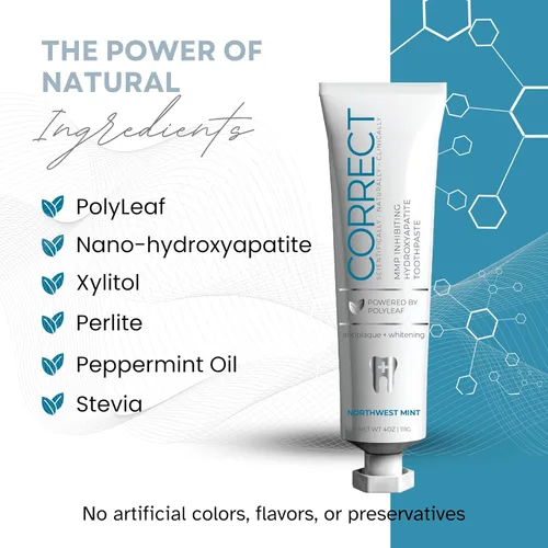 Vista 3 de Pasta de dientes hidroxiapatita sin flúor, blanqueamiento y alivio de la sensibilidad, sin SLS, formulada por dentistas, remineralizante natural