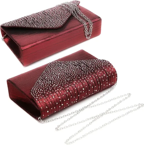 Vista 3 de Dasein Bolso de mano con satén satinado para mujer, tipo embrague, para noche, bandolera, bolsos, fiesta, graduación, boda, sobre