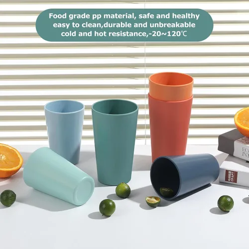 Vista 4 de Juego de 24 vasos de plástico irrompibles, vasos de plástico reutilizables de 20 onzas, vasos de agua apilables, vaso para beber para cocina
