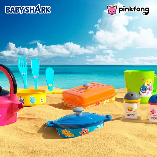Vista 5 de Lollipop Baby Shark Cooking Adventure Set - Juego de cocina con ollas, sartenes, utensilios, taza medidora, tetera de té, sal y pimentero, gran