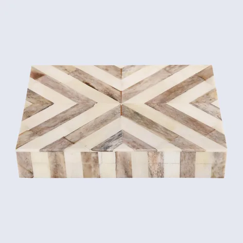 Vista 4 de Handicrafts Home Organizador para joyas y caja de almacenamiento, cajas decorativas para mujer y chicas, para envoltura, estampado de cheurón blanco