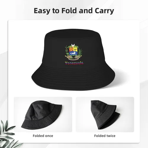 Vista 4 de Sombrero de pescador con logotipo de la bandera de Venezuela de doble tejido para mujeres y hombres, sombrero de pescador para adultos, sombrero