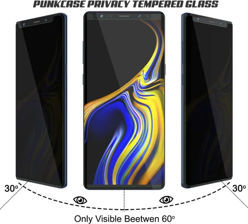 Vista 5 de PUNKSHIELD - Protector de pantalla de vidrio templado para Note 9, universal, compatible con funda 9H HD, sin burbujas, curvada de 0.013 in