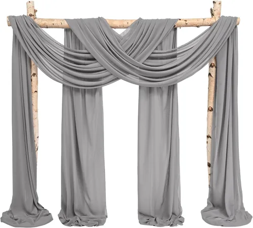 Vista 39 de Tela para Cubrir Arco de Boda, 4 Paneles 71 cm x 6,1 m Telas para Arco de Boda Azul Bebé para Ceremonia, Telas de Gasa para Decoración de Arco