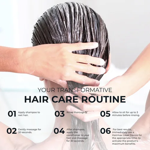 Vista 6 de Hairmax Champú y acondicionador Fórmula antiadelgazamiento Terapia avanzada para cabello y cuero cabelludo para adelgazar el cabello Limpia