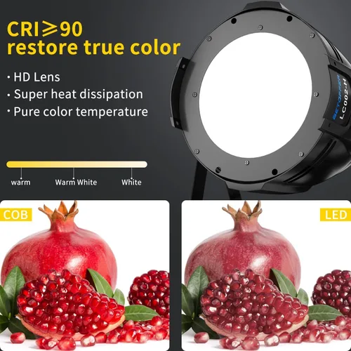 Vista 2 de BETOPPER Luces de escenario, focos LED COB de 200 W, luz par LED blanca cálida y fría, luces DMX/maestro-esclavo, iluminación de foco/Fresnel