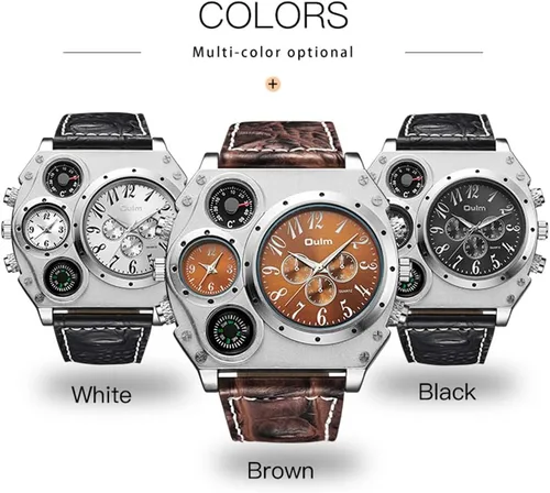 Vista 5 de HASIERY 2.3" Oversized Dial Quartz Men's Watch, 2 Time Zone Analog Display Outdoor Sports Watch, Cool Design Casual Wristwatch, Model 1349.