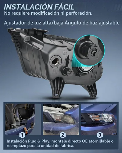 Vista 7 de Nilight Conjunto de faros delanteros para Ford Mustang Pickup Truck 2010 2011 2012 2013 2014 repuesto de faro carcasa negra reflector ámbar lado