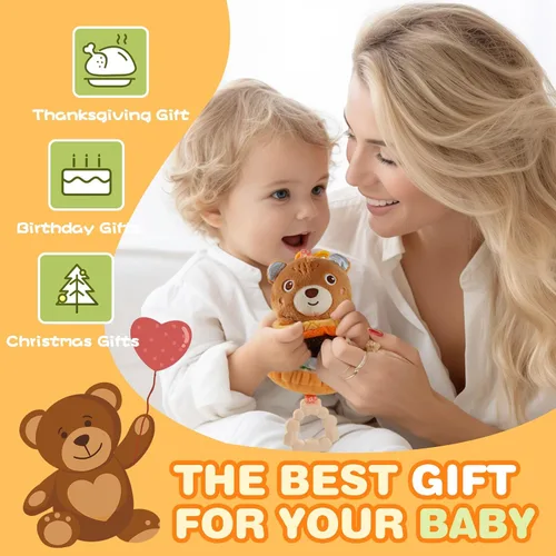 Vista 6 de Jollybaby Juguetes colgantes musicales para bebé, para cochecito, asiento de automóvil, cuna, gimnasio, oso de Hamburgo relleno de felpa