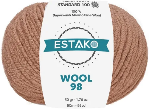 Vista 11 de Estako Wool 98 (paquete de 4 madejas) 100% lana merino superwash lana merino de peso medio suave hilo para tejer y ganchillo (4 x 1.76 onzas)
