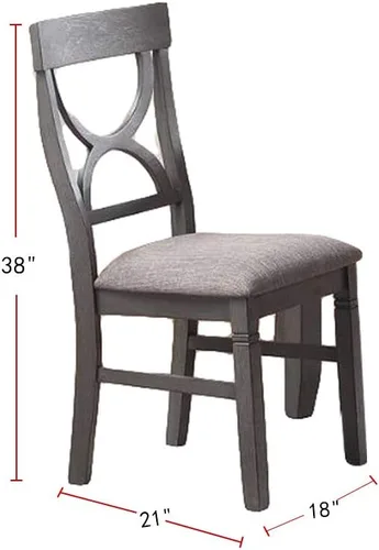 Vista 4 de simple relax Dasher - Juego de comedor de madera de 6 piezas, gris y beige