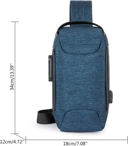 Vista 7 de Bolsa de pecho antirrobo, bolsas casuales geniales con bloqueo de contraseña, bolsa de mensajero deportiva de moda con un hombro para hombre