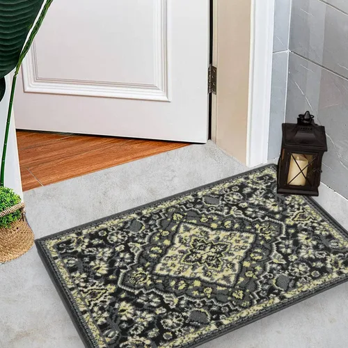 Vista 14 de Fashionwu Alfombra larga para pasillo, alfombra floral que no desprende pelusa, alfombra grande oriental envejecida, larga para baño, sala de estar
