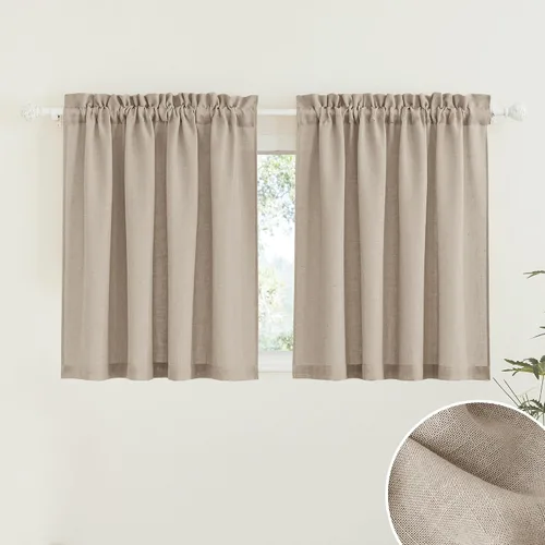Vista 81 de RYB HOME - Cortinas de lino texturizado semitranslúcidas, privacidad media, filtro de luz, decoración de ventana para dormitorio/baño/sala de estar