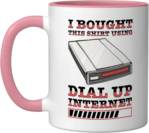 Vista 8 de 90s Nostalgia Retro 90s Dial Up Internet Vintage Ceramic Mug, Black/White