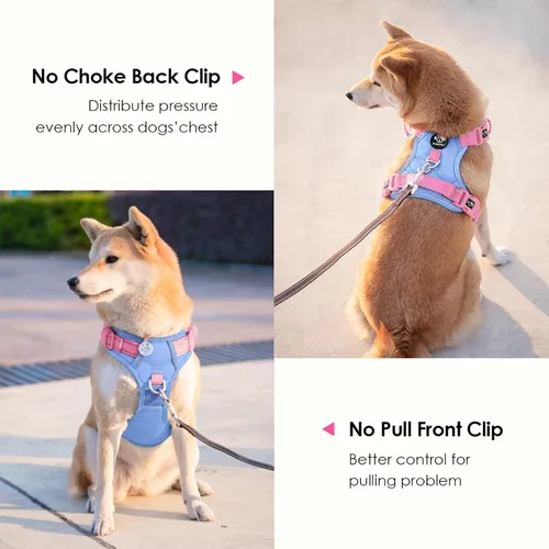 Vista 3 de Arnés para perro sin tirones, chaleco para perro reflectante ajustable de colores únicos, con asa de entrenamiento suave y clips de metal