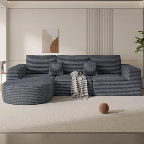 Vista 12 de Sofá modular modular de 110 pulgadas, sofás de nube para sala de estar, sofá en forma de L con asiento profundo, sofá deshuesado con diván, no Gris