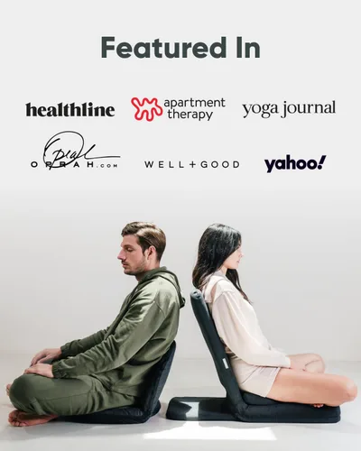 Vista 7 de Silla de Meditación Plegable Pro – Asiento de Meditación Ajustable con Soporte para la Espalda y Cojín de Meditación de Trigo Sarraceno de Media