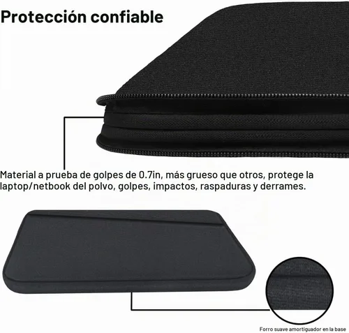 Vista 4 de Funda para portátil de 13.3 pulgadas, bolsa de transporte para computadora portátil de 14 pulgadas resistente, funda protectora compatible