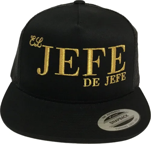 Vista 3 de EL JEFE DE JEFES EL Chapo Guzman 2 Logos Sombrero Malla Negro