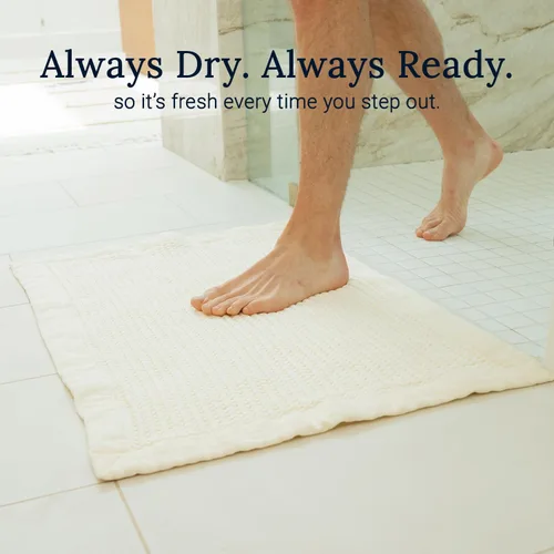 Vista 3 de GILDEN TREE Tapete de baño absorbente de algodón de secado rápido para ducha, bañera y bañera, lavable, delgado, estilo moderno (crema)