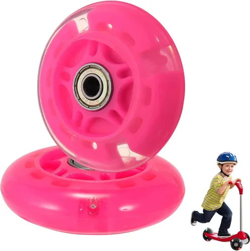 Vista 10 de Ruedas de repuesto para scooter, rueda de flash LED de 3.150 in, mini ruedas de patinaje para microscooter, luces traseras ABEC-7 de 3.150 in