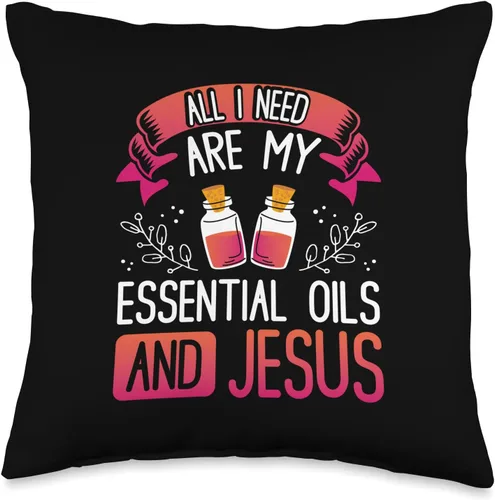 Vista 4 de Christian EO Practitioner All I Need Essential Oils Jesus Throw Pillow