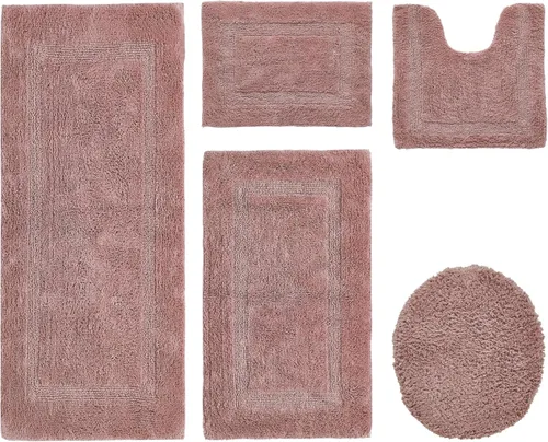Vista 458 de Better Trends - Juego de 2 alfombras de baño 100% algodón, extra suaves, con borlas, de 17" x 24", alfombra de baño superabsorbente y reversible