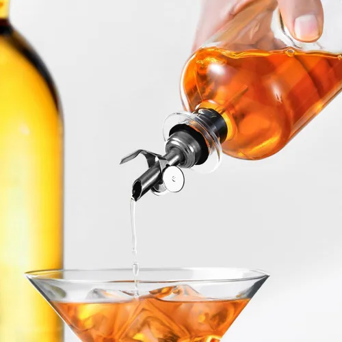 Vista 5 de Molimoli Paquete de 4 boquillas de licor prémium hechas de acero inoxidable con mecanismo antioxidación automático, vertedores de botellas