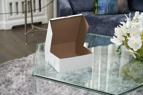Vista 6 de Paquete de 20 cajas blancas de pastelería de 10 x 10 x 5 pulgadas, cartón kraft blanco para el hogar o venta al por menor, cartón de papel ecológico