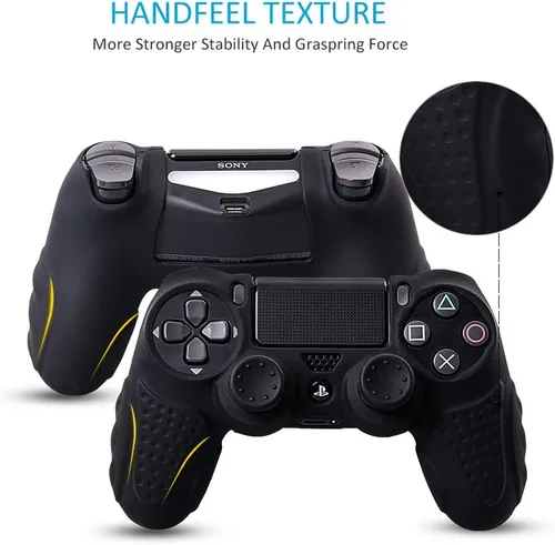 Vista 2 de CHINFAI PS4 Controller DualShock4 Skin Grip Anti-Slip Silicone Cover Protector Case for Sony PS4PS4 SlimPS4 Pro Controller with 8 Thumb Grips (Black)
