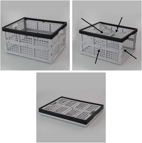 Vista 3 de Jekiyo Cajas plegables de almacenamiento de 34 litros, contenedor plegable de plástico, juego de 1