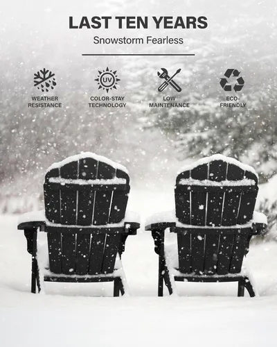 Vista 3 de YEFU Silla Adirondack de gran tamaño con soporte para tazas, silla para fogata de plástico para exteriores, resistente a la intemperie, silla