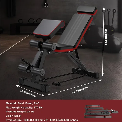 Vista 9 de ALSO GO Adjustable Weight Bench, Workout Benches with Leg Extension, Foldable Incline Decline Bench Press, Roman Chair, Full Body Strength Training