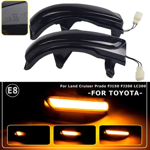 Vista 3 de Espejo dinámico LED intermitente luz intermitente secuencial lámpara de señal de giro para Toyota Land Cruiser FJ200 LC200 / Prado FJ150 2010-2020