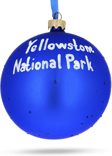 Vista 2 de Yellowstone National Park, Wyoming - Adorno navideño de bolas de cristal de 4 pulgadas