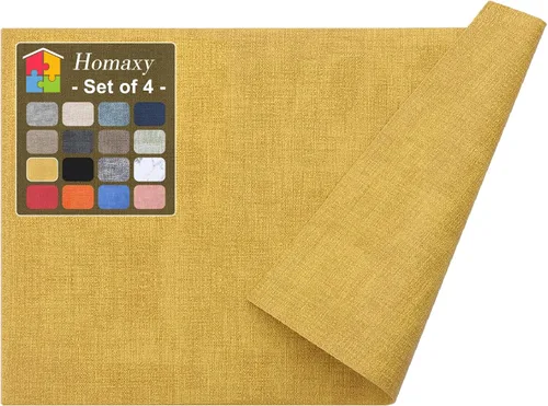 Vista 45 de Homaxy Juego de 4 manteles individuales de piel sintética resistentes al calor para mesa de comedor, impermeables, lavables, lavables, manteles