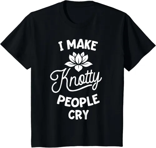 Vista 43 de Camiseta divertida de terapia de masaje I Make Knotty People Cry, Negro, S