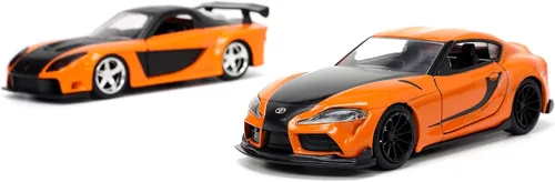 Vista 7 de Jada Fast & Furious 1:32 Han's Mazda RX-7 y Toyota GR Supra - Paquete doble de autos fundidos, juguetes para niños y adultos