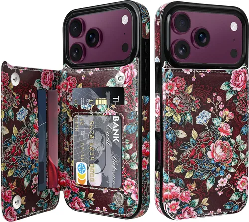 Vista 23 de Bizzib Funda tipo cartera para iPhone 17e con tarjetero, piel sintética de alta calidad, ranuras para tarjetas, protección contra caídas, a prueba
