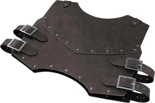 Vista 3 de HiiFeuer Armadura medieval de piel sintética para el pecho, armadura de cuerpo de arquero mercenario retro, chaleco ajustable para Ren Faire