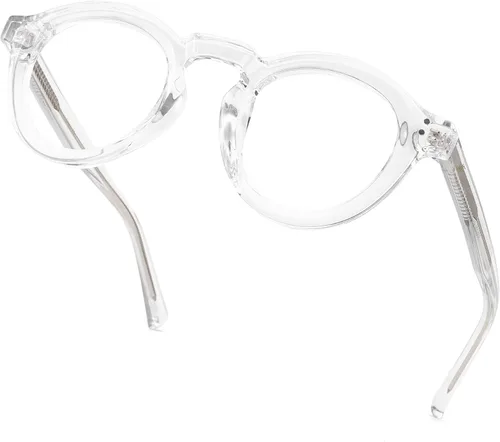 Vista 47 de Blue Light Blocking Glasses for Women Men Metal Round Frame Gris (Smoke Grey)