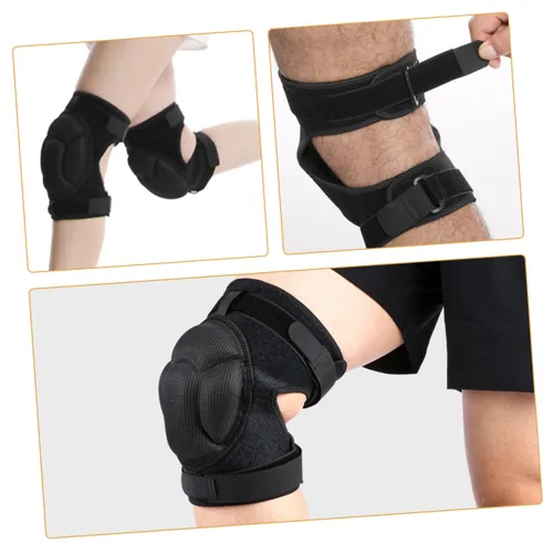Vista 3 de NOLITOY Rodilleras multiusos, material de esponja, apto para jardinería, baile, deportes, hombres y mujeres, negro, grande